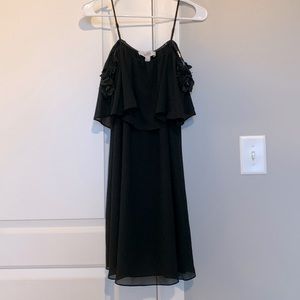 Belle Badgley Mischka Off the Shoulder Black Dress 4